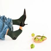 BONNE MAISON BLACK/FOREST STRIPED MID-CALF SOCKS image