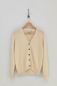 JUMPER 1234 CASHMERE DESTRESSED VEE CARDIGAN IN LIMESTONE