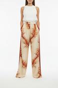 FOR RESTLESS SLEEPERS — ASTERIA TROUSERS, CREAM &amp; RUST FEATHER PRINT image