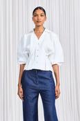 PALMER HARDING HONESTY OPENS SHIRT IN WHITE COTTON POPLIN image
