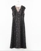 THE 2ND SKIN SLEEVELESS V-NECK LACE MIDI DRESS IN BLACK image