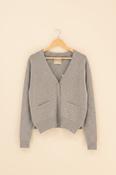 JUMPER 1234 CONTRAST TEXTURE CARDIGAN IN SMOKE/GREY