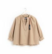 GALLEGO DESPORTES SHIRT WITH GATHERED COLLAR IN BROWN STRIPE image