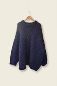 MR MITTENS LONG CABLE CREW NECK KNIT | BLUE ECLIPSE