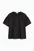 MANTU ROUND NECK RUCHED SHIRT IN BLACK image
