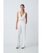MANTU WIDE LEG PLEATED TROUSERS IN IVORY image