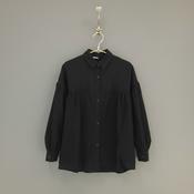 TRANSIT PLEATED YOKE OVERSIZED SHIRT IN BLACK