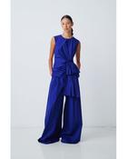 MANTU WIDE LEG PLEATED TROUSERS IN COBALT BLUE image