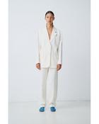 Two-Button Long Sleeve Blazer in Off White
