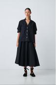 MANTU SHORT PUFF SLEEVE COTTON SHIRT IN BLACK image