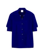MANTU SHORT PUFF SLEEVE COTTON SHIRT IN COBALT BLUE image
