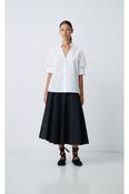 MANTU SHORT PUFF SLEEVE COTTON SHIRT IN WHITE image