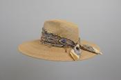 CATARZI NATURAL WIDE FEDORA WITH PAISLEY SILK SCARF