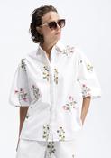 Cambria Puff Sleeve Embroidery Shirt