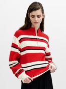 Varli Textured Striped Half Zip Knit