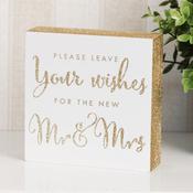 Leave Your Wishes For The New Mr &amp;amp; Mrs Guest Book Standing Block