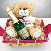 Personalised Teddy &amp;amp; Mini Champagne Hamper