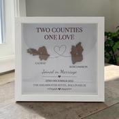 Personalised Two Counties One Love 3D Wooden Frame - Ireland