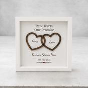 Personalised Two Hearts One Promise Wooden 3D Box Frame image