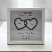 Personalised Two Hearts One Promise Wooden 3D Box Frame image