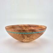 8" Beech Bowl-Turquoise Glass Inlay (ref:c150) image
