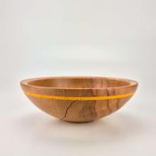 8.5" Beech Bowl-Orange Glass Inlay (ref:c153) image