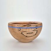 8½" Beech Bowl-Blue Glass Inlay (ref:c158) image