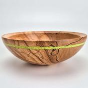 8" Beech Bowl-Green Glass Inlay (ref:c162) image