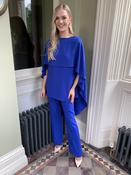 Moskada Royal Blue Cape Top with Draped Sleeve Detail image