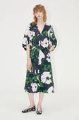 Stine Goya KJole V-Neck Floral Midi Dress with Voluminous Sleeves image