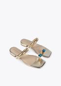 Lola Casademunt Metallic Sandals with Rhinestone Ring Detail image
