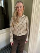 Iblues Teresa Shirt in Cream &amp;amp; Mustard Horseshoe Print image