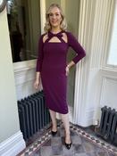 Moskada Fitted Burgundy Dress with Cut out Bow Detail image