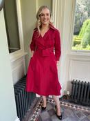 Moskada Burgundy Red Wrap Taffeta Dress with Belt image
