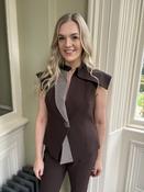 Kameya Sleeveless Waistcoat in Chocolate Brown image