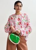 Essentiel Antwerp Janvier Off-white &amp;amp; Multicolor Floral Jacquard Top image