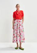 Essentiel Antwerp Julianne Off-White &amp;amp; Multicolor Floral-Jacquard Midi Skirt image