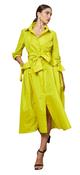 Moskada Tazones Yellow Taffeta Shirt Dress with Belt &amp;amp; Pocket Detail image