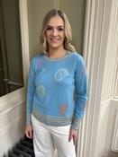 Cocoa Cashmere Coral Shell Sweater in Boating Blue