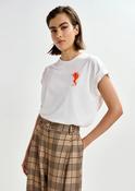 Essentiel Antwerp Jungala Off-White Cotton T-shirt with Bead Embroidery image