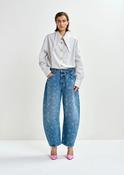Essentiel Antwerp Reference Blue Floral-Print Barrel-Leg Cropped Jeans image
