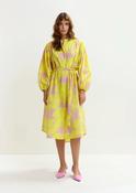 Essentiel Antwerp Jex Yellow &amp;amp; Brown Knee-Length Shirt Dress with Mandarin Collar image