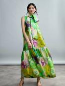 Psophia Neon Green Printed Midi Dress image