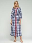 Vilagallo GINGHAM PLAID DRESS WITH FLORAL TRIM image
