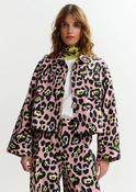 Essentiel Antwerp Jenna Light Pink, Black &amp;amp; Yellow Leopard-Print Cropped Cotton Jacket image