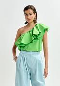 Essentiel Antwerp Jillian Green Asymmetric Ruffle top image