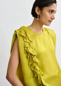 Essentiel Antwerp Joey Ochre Sleeveless Top with Ruffle Detail image