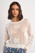 Molly Bracken Fine Knit Sweater with Floral Details image