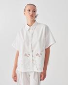 Beatrice B COTTON SHIRT WITH FLORAL EMBROIDERY image
