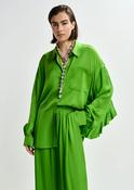 Essentiel Antwerp Judith Green Ruffle-Trimmed Oversized Shirt image